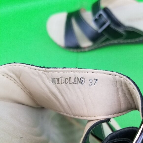 ✅Patrizia Spring Step WILDLAND Black Wedge Slide Slip On Strap Sandal Womens 37 - Picture 3 of 16